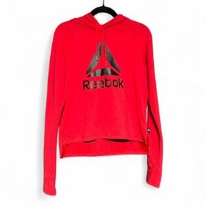 Reebok Cropped Hoodie Women's Size Small Red Sweatshirt Athletic Workout Gym